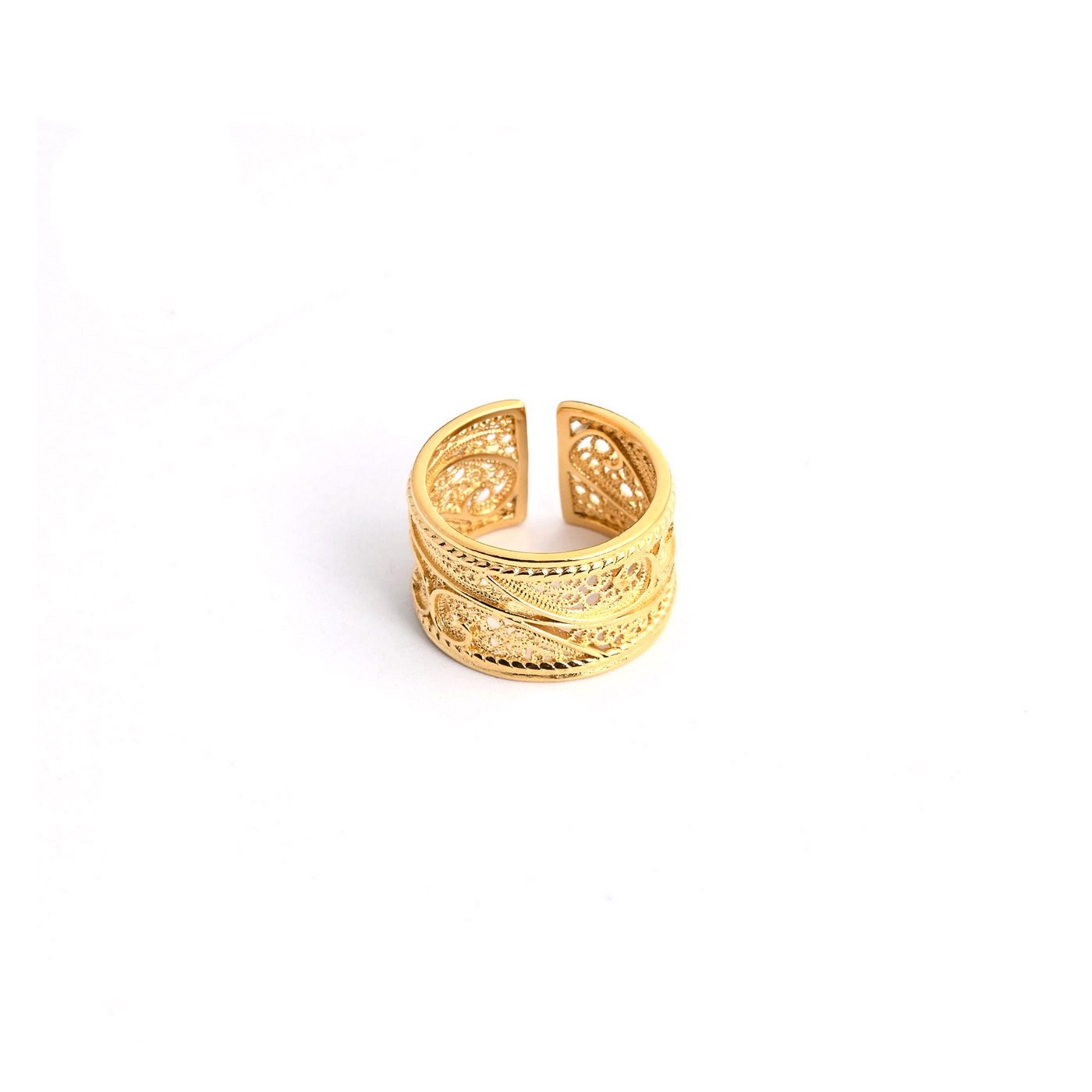 Adjustable ring gold plated coração de viana GB