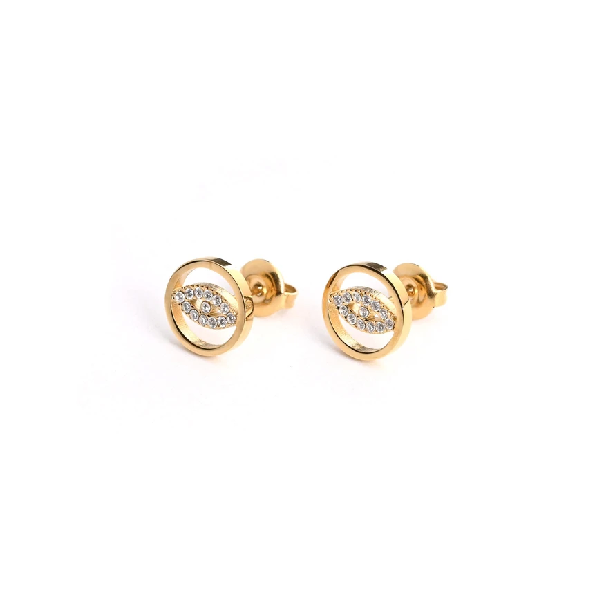 Round steel earrings eye GB