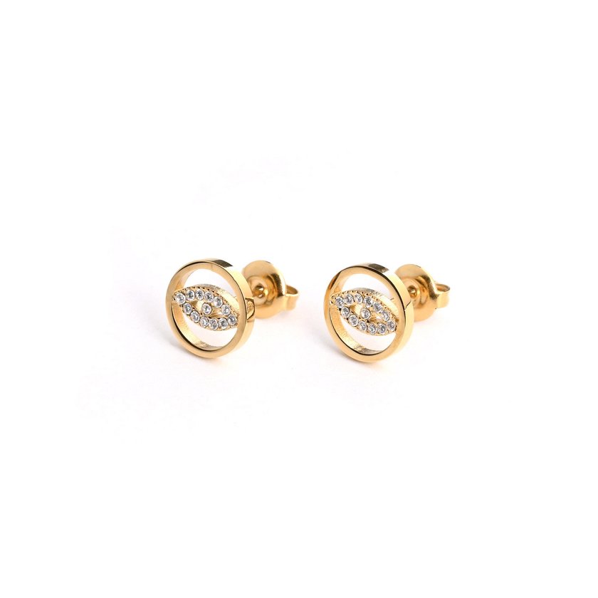 Boucles d'oreilles ronds en acier œil GB