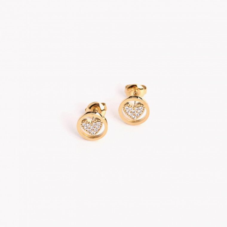 Boucles d&#039;oreilles ronds en acier cœur GB