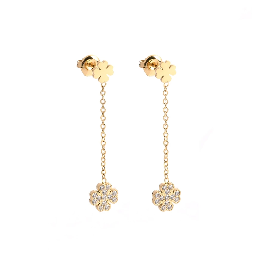 Steel earrings clover pending GB