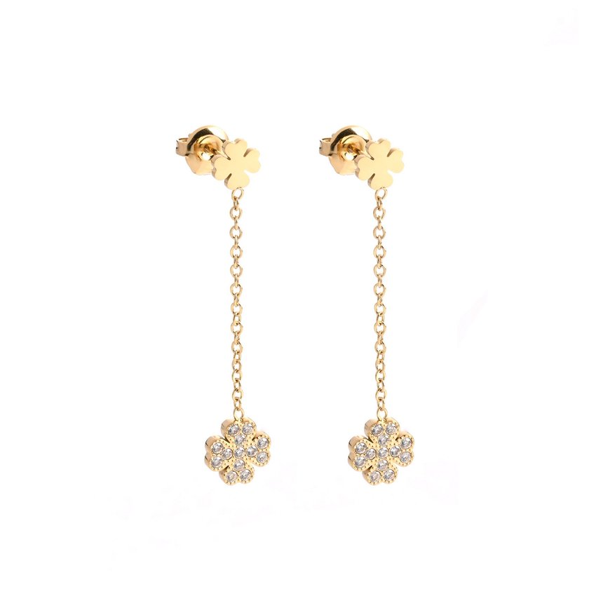Boucles d'oreilles en acier suspendu trèfle GB