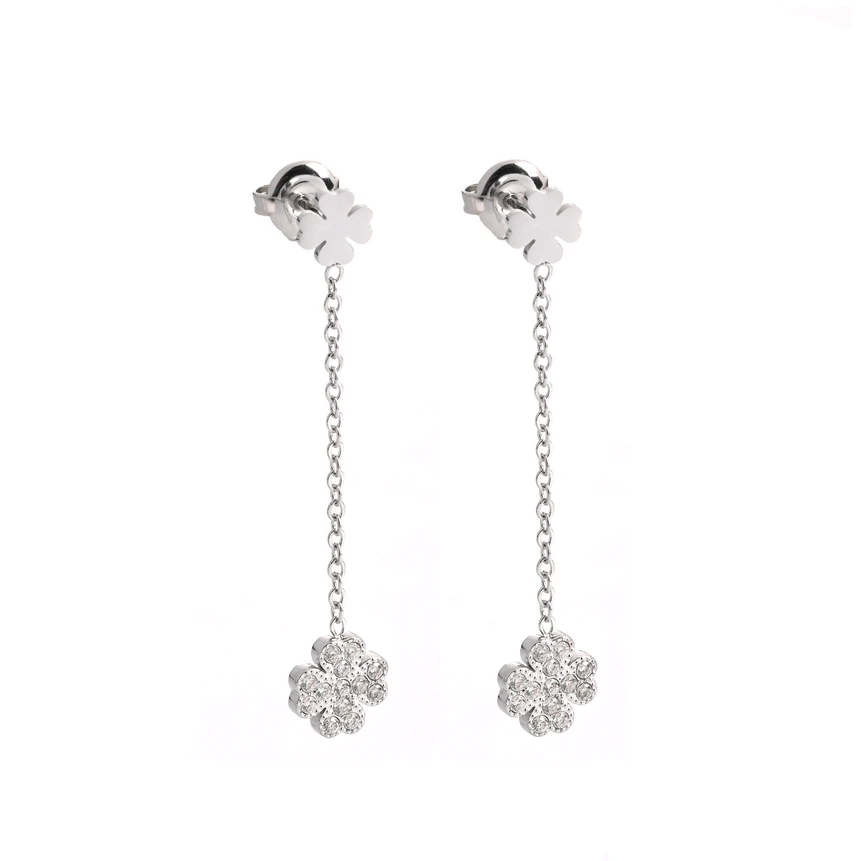 Boucles d'oreilles en acier suspendu trèfle GB