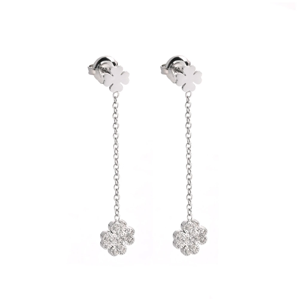 Boucles d\'oreilles en acier suspendu trèfle GB