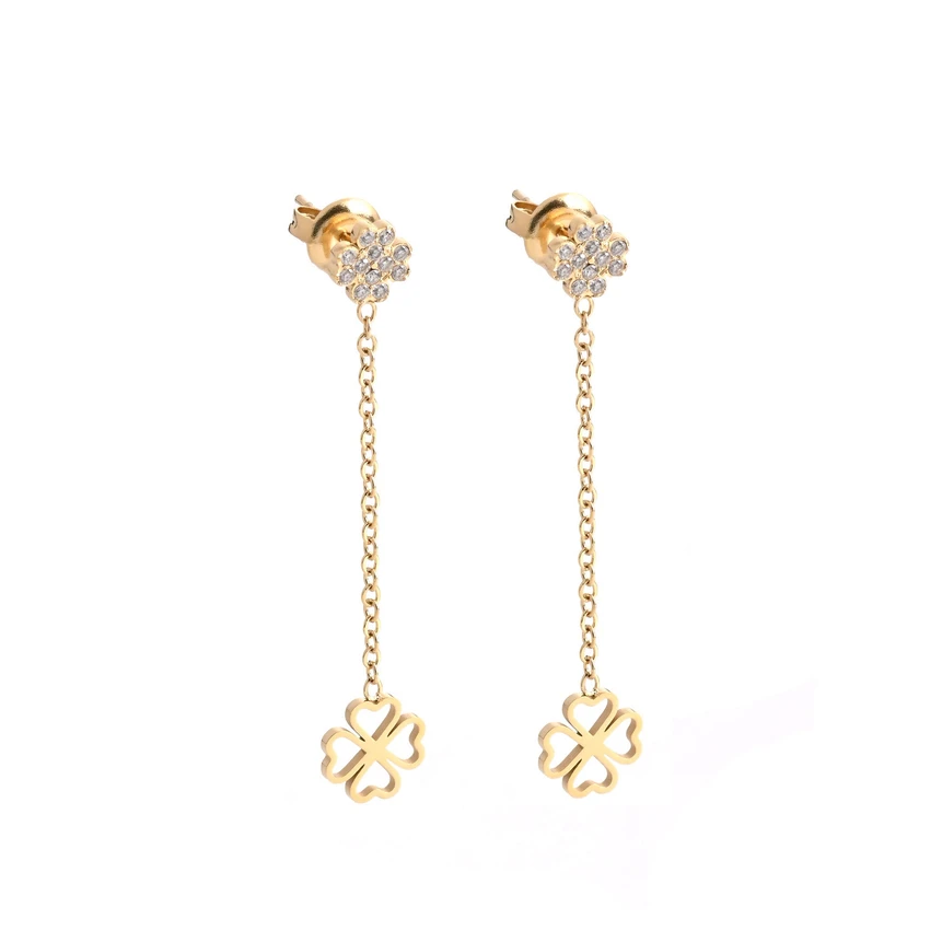 Steel earrings pending with clovers GB