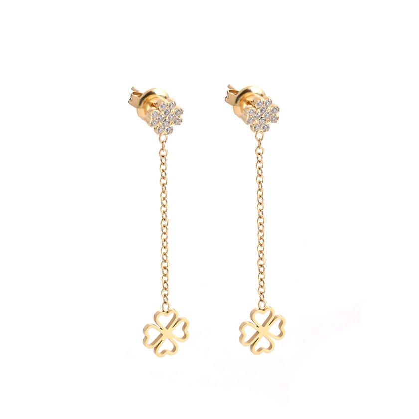 Steel earrings pending with clovers GB