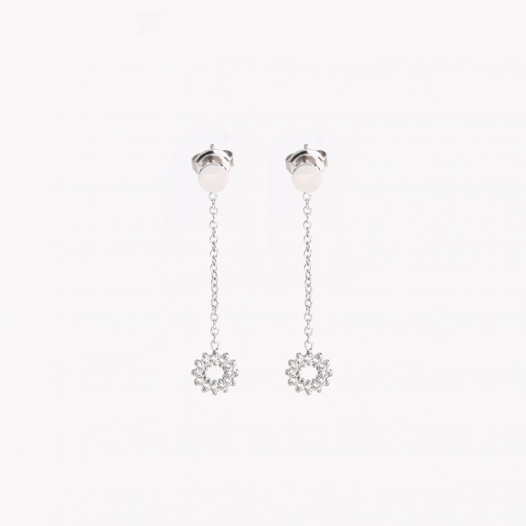Steel earrings pending with clovers circle GB