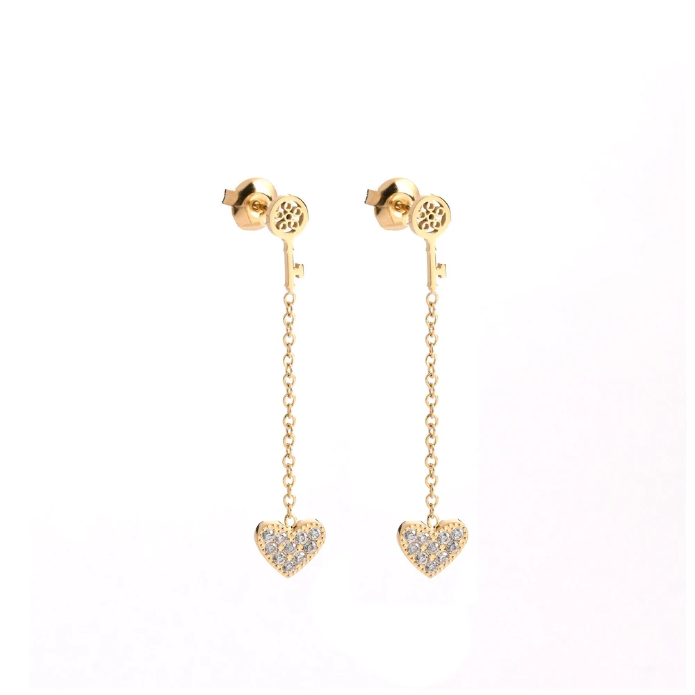 Pendientes en acero corazón y llave GB