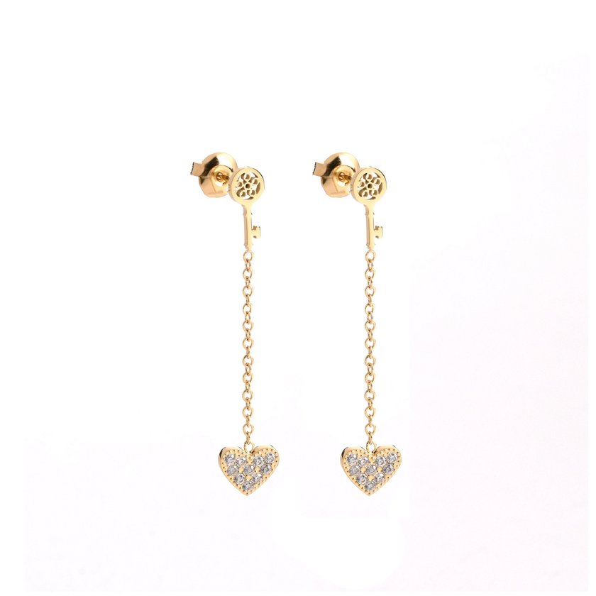 Pendientes en acero corazón y llave GB