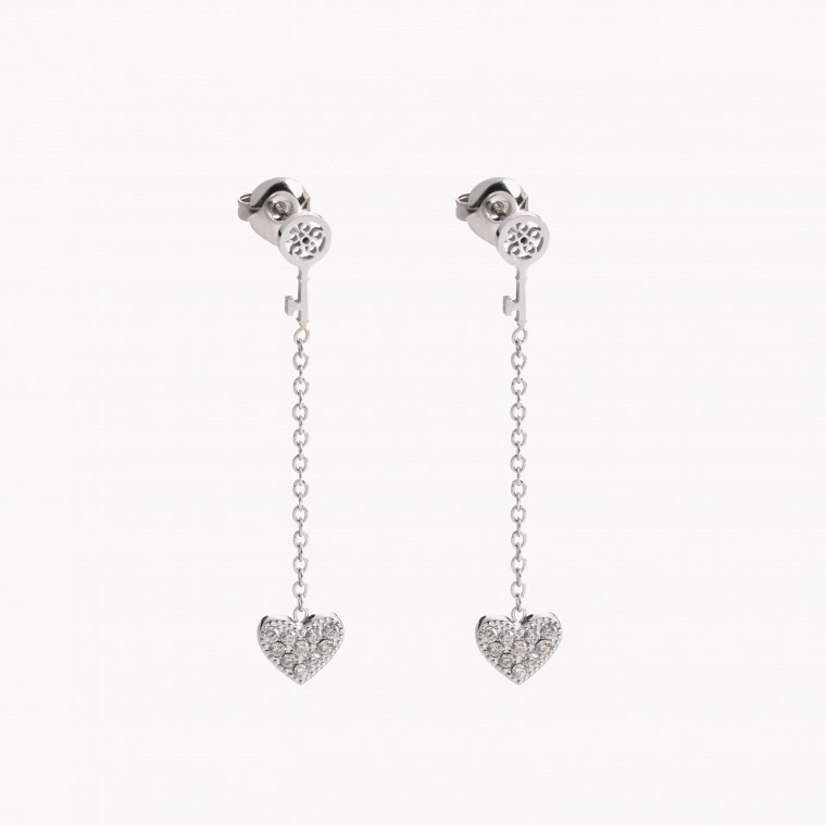 Steel earrings heart and key GB