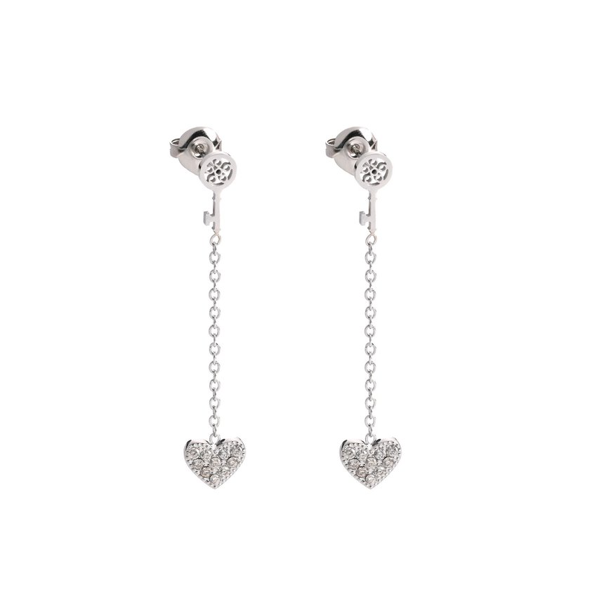 Steel earrings heart and key GB