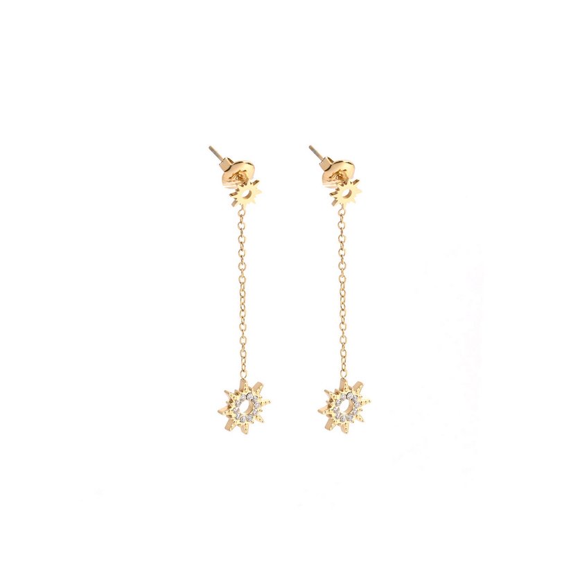 Boucles d'oreilles en acier suspendu soleil GB