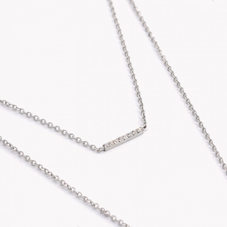 Double steel necklace with zirconies GB