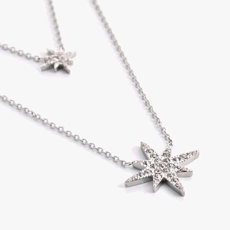 Double steel necklace with stars GB