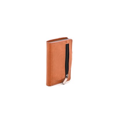 Porta-carte con zip camel GB