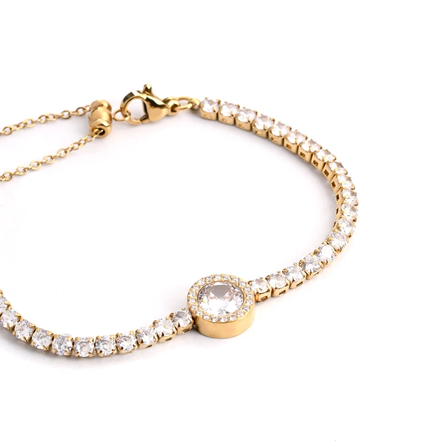 Pulseira riviera em aço com pedra GB