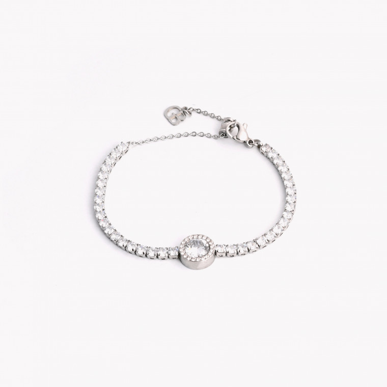 Steel rivière bracelet with stone GB