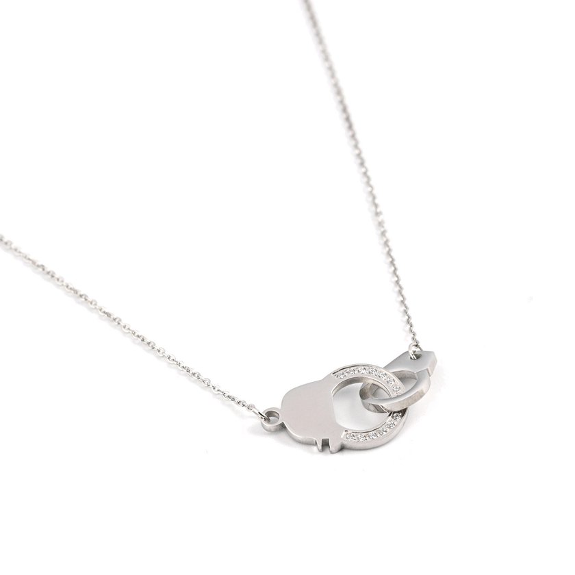 Steel necklace with handcuffs zirconies GB