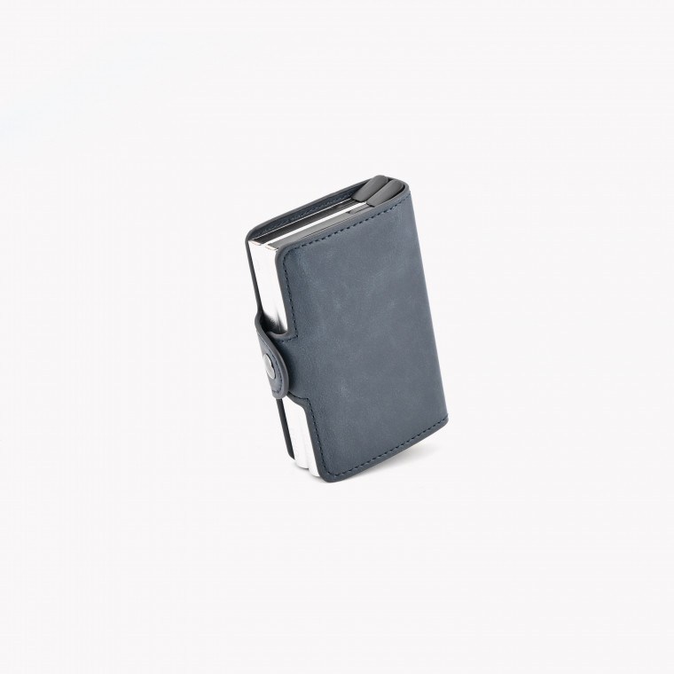 Porta-tarjeta azul con doble compartimiento GB