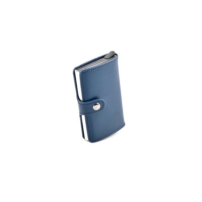 Porte-carte bleu en cuir de homme GB