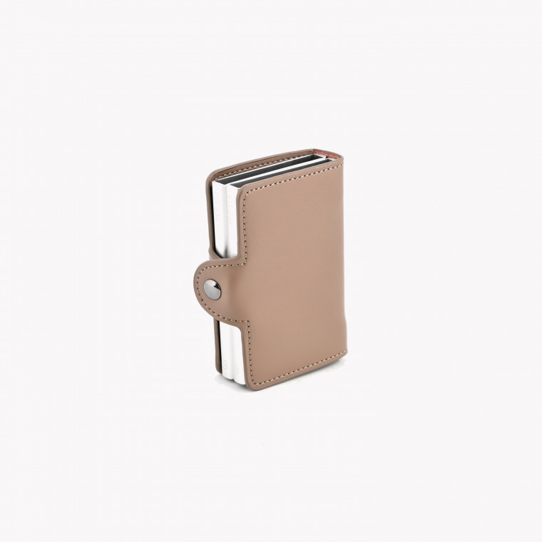 Porte-carte marron en cuir avec double compartiment GB