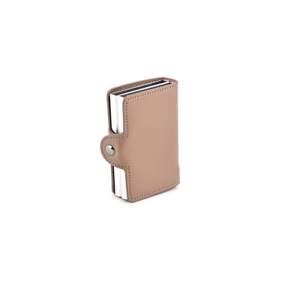 Brown card case in leather with dual compartment GB