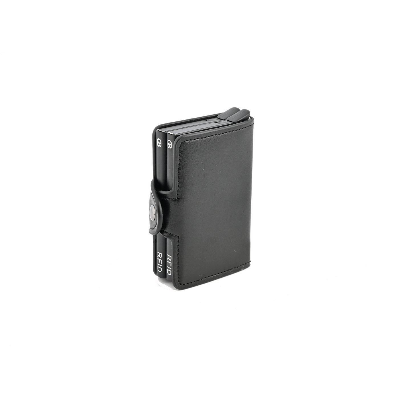 Black card case in leather with dual compartment GB