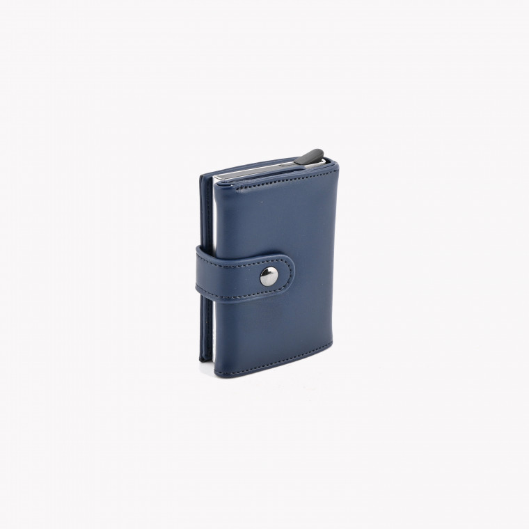 Blue card case in leather GB