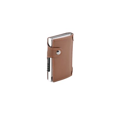 Porta-carte in pelle marrone GB