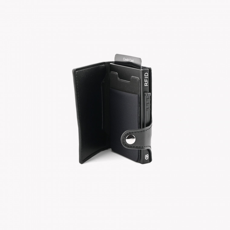 Card case in leather black GB