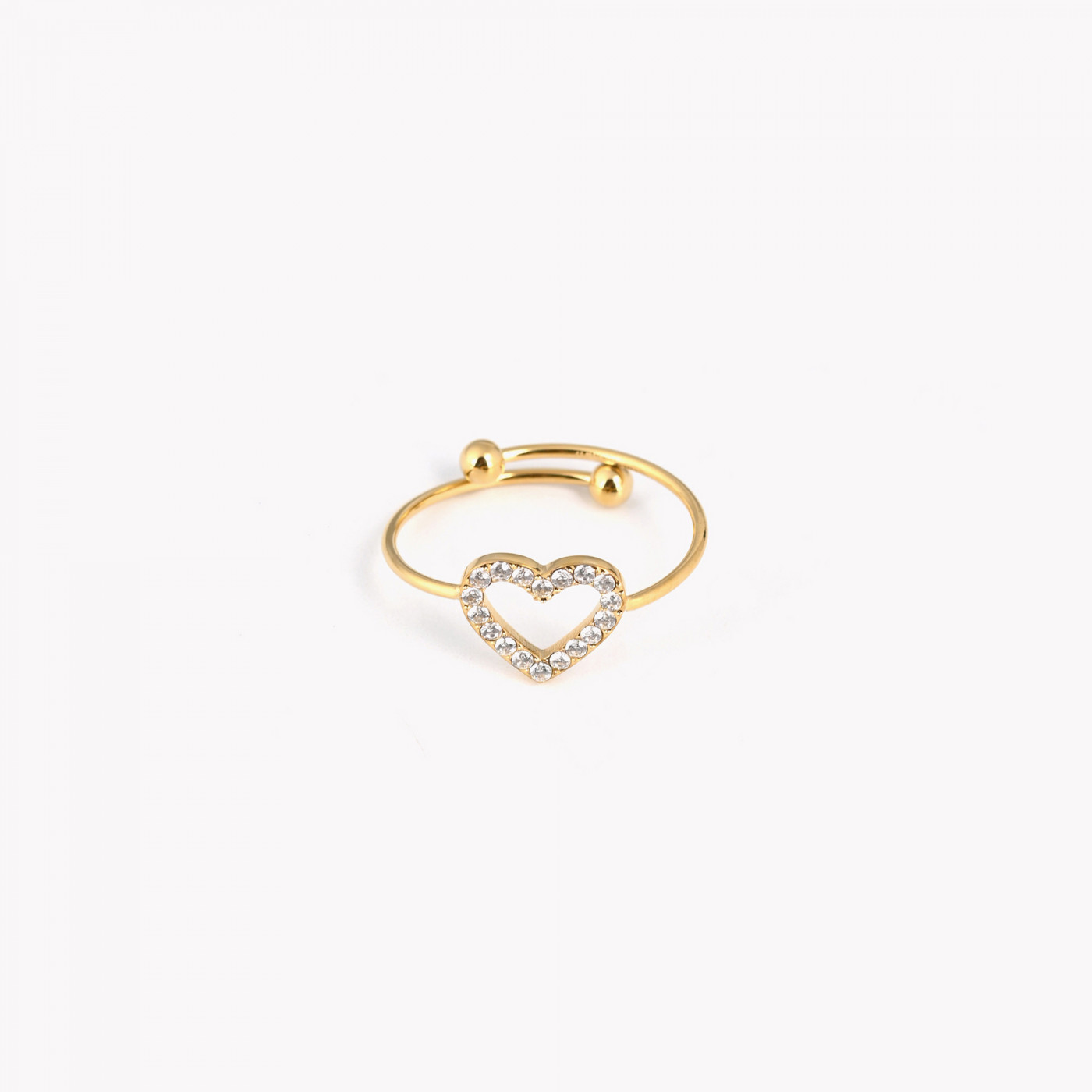 Adjustable ring steel heart brilliant GB