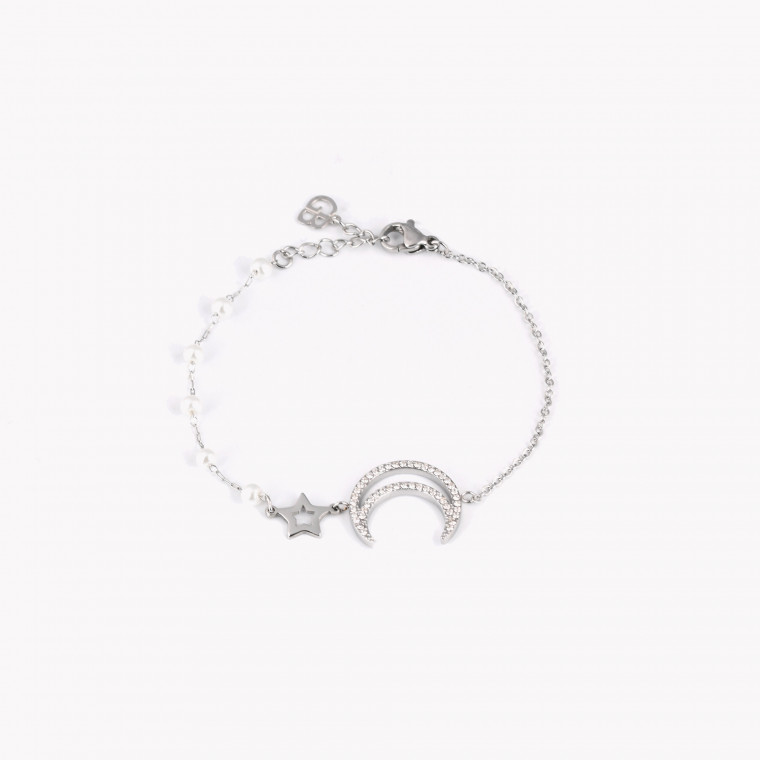 Steel bracelet pearls and moon GB