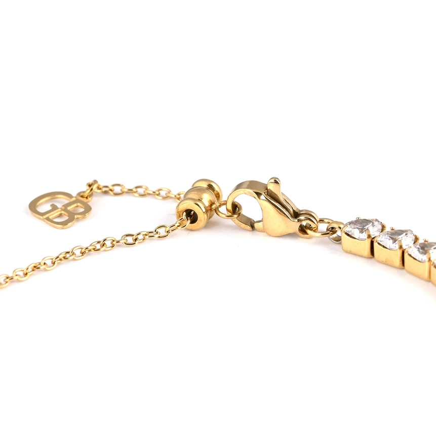 Pulseira riviera em aço corações GB