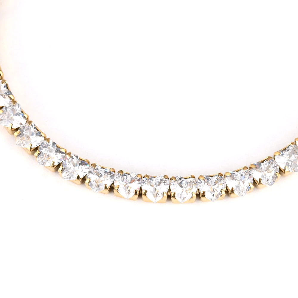 Pulseira riviera em aço corações GB