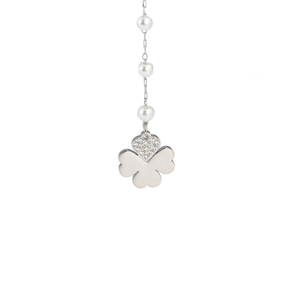 Boucles d\'oreilles en acier perles et trèfles GB