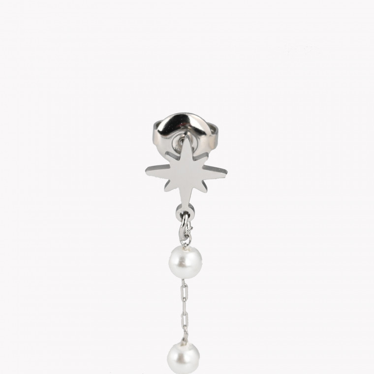 Steel earrings stars and pearls GB
