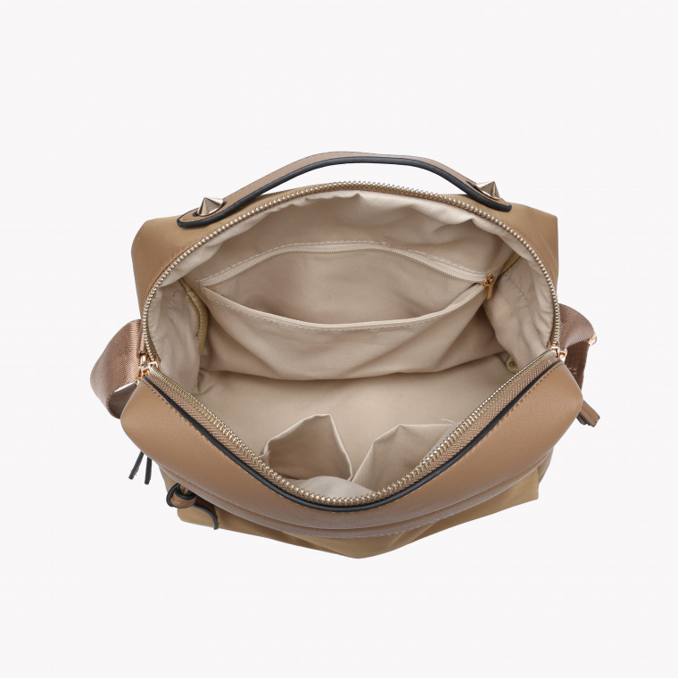 Nylon shoulder bag with outside pocket GB