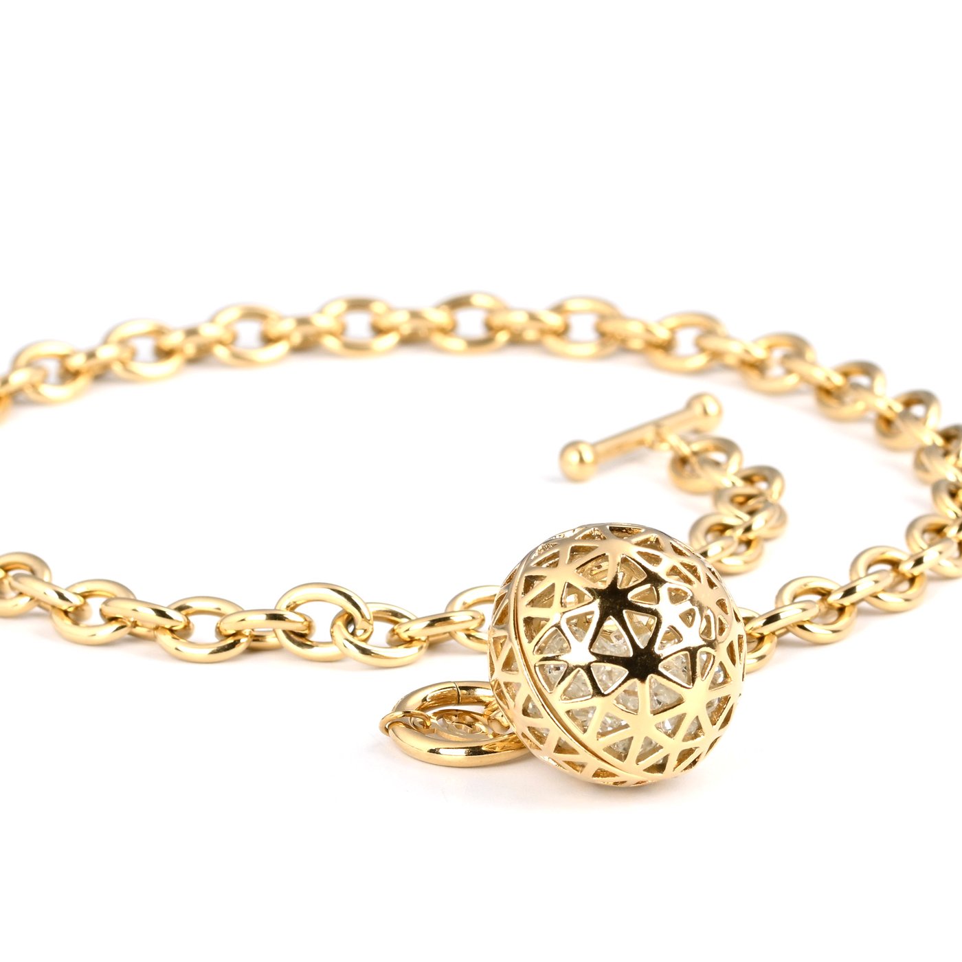 Collier en acier avec boule de brillants GB