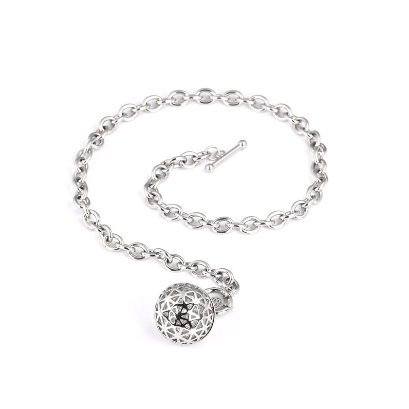 Steel necklace with brilliants ball GB