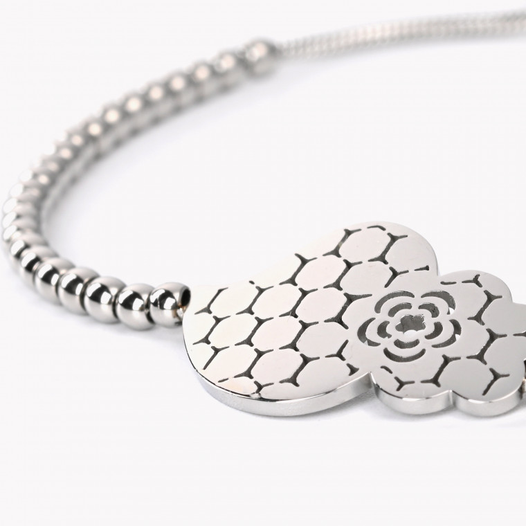 Adjustable steel bracelet coração de viana texture GB