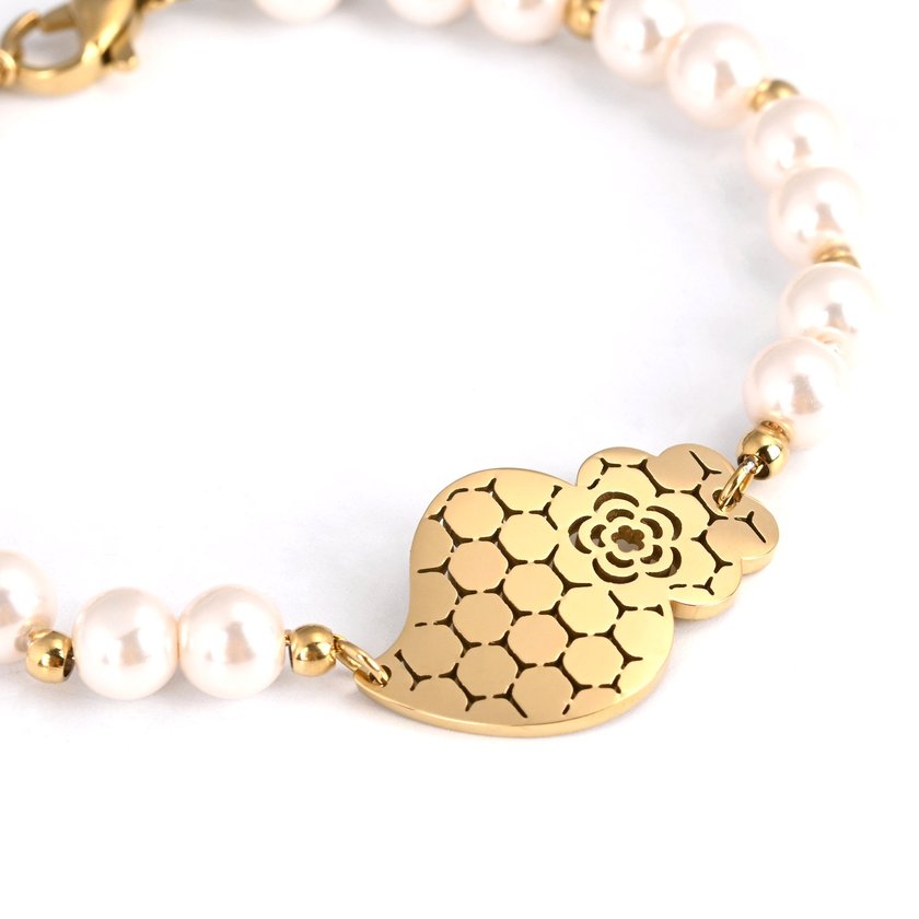 Pulsera en acero coração de viana perlas GB 