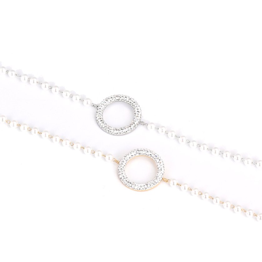 Pulseira em aço pérolas e círculo GB