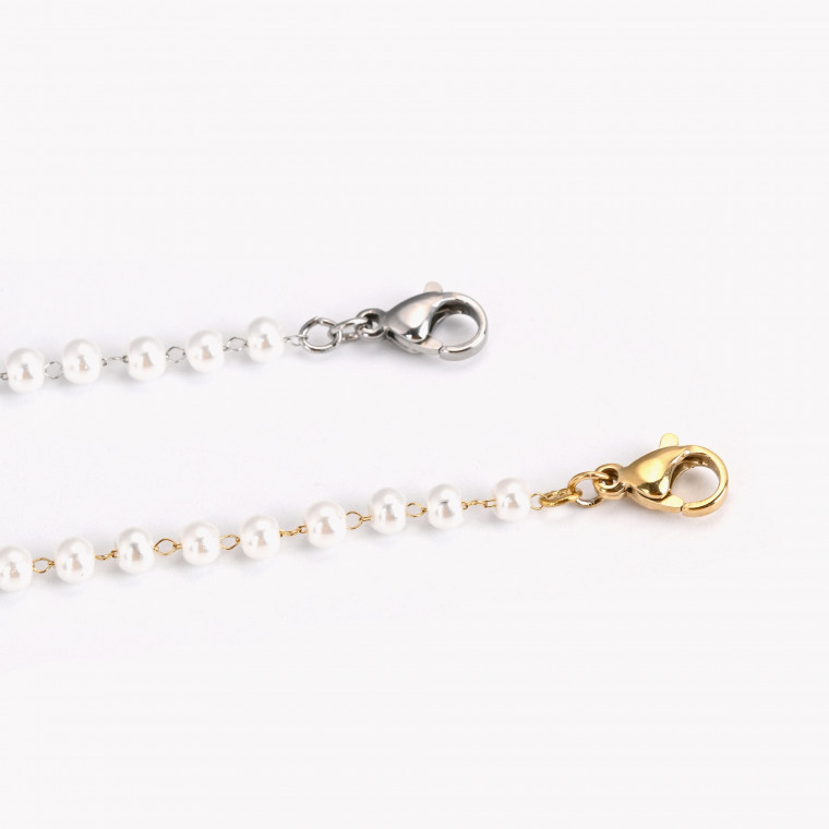 Steel bracelet pearls and coração de viana GB