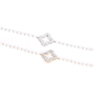 Bracciale in acciaio perle e trifoglio GB