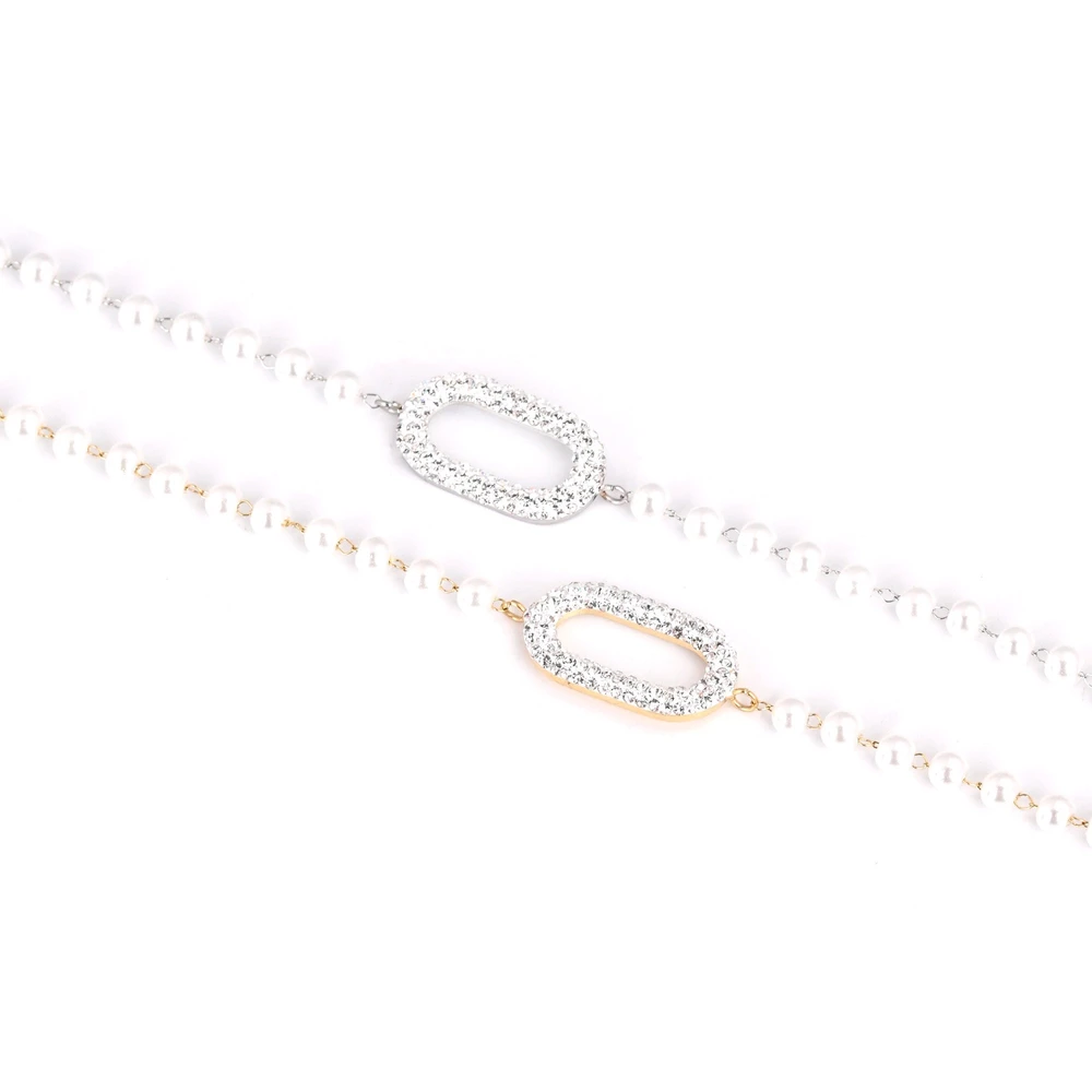 Pulsera en acero perlas y brillantes GB