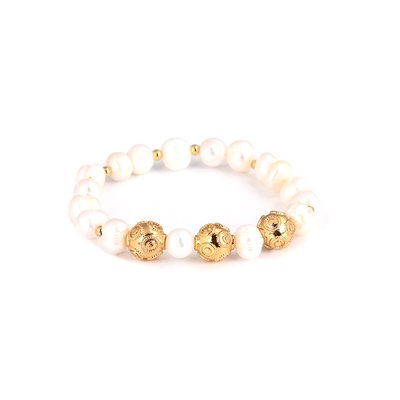 Pulsera perlas en baño de oro bolas de viana GB