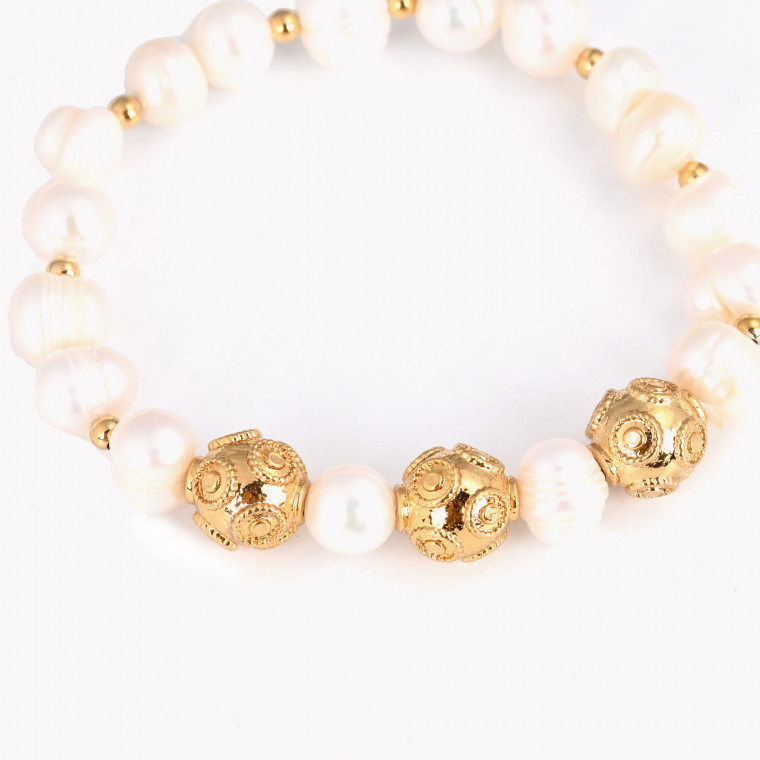 Pulsera perlas en baño de oro bolas de viana GB