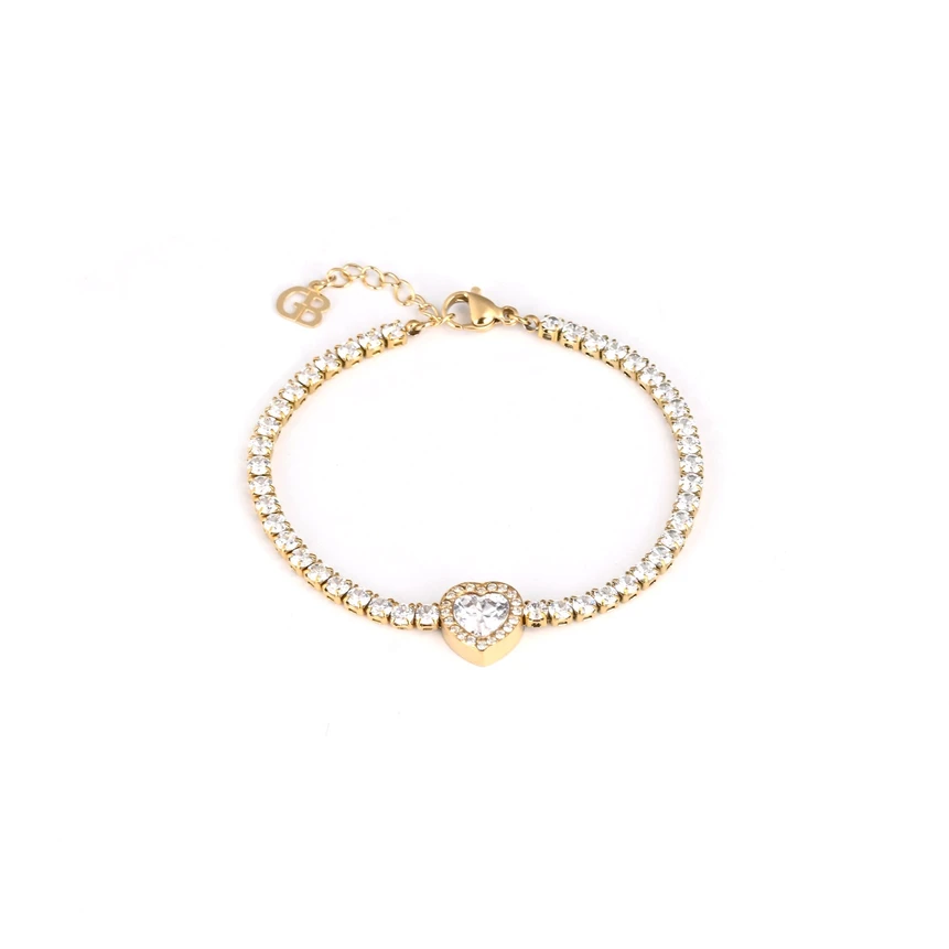 Pulsera en acero rivière corazón GB