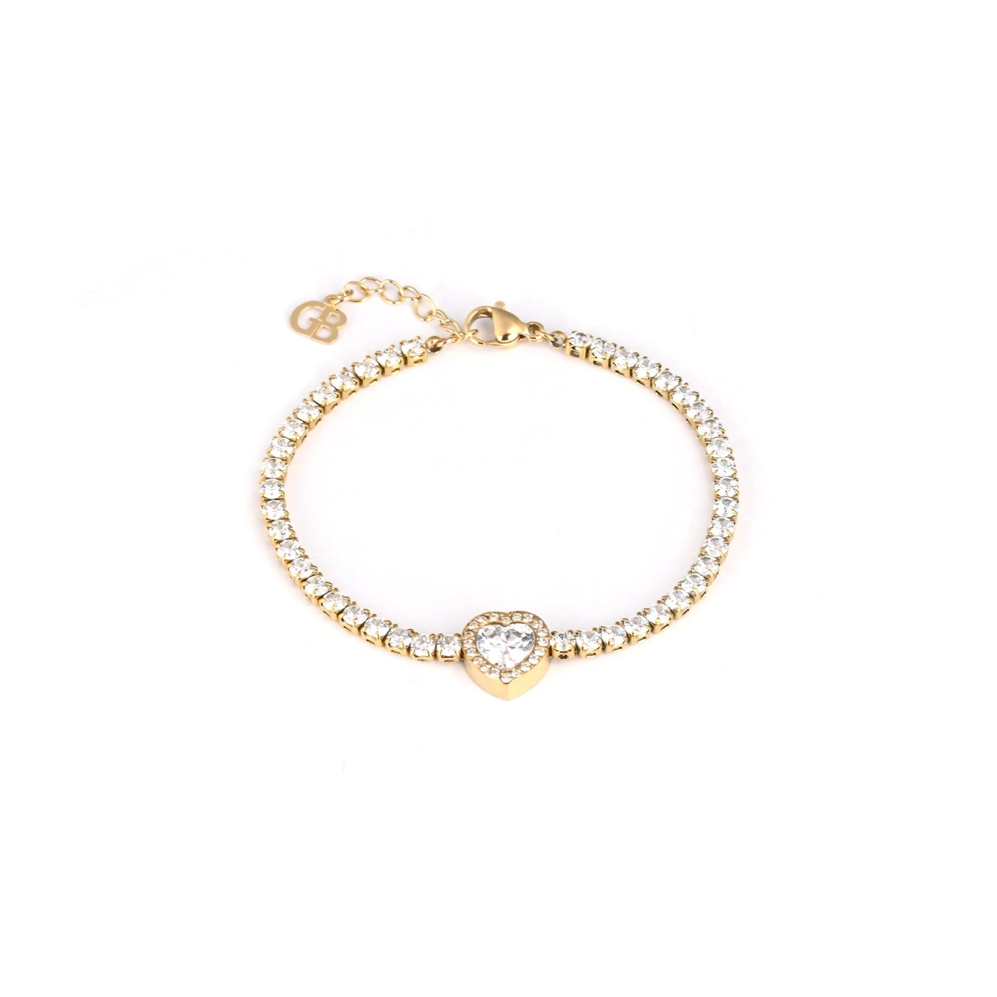 Pulsera en acero rivière corazón GB