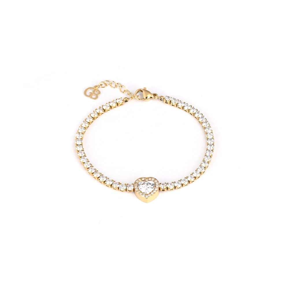 Pulsera en acero rivière corazón GB